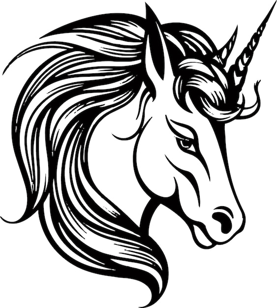 Vector diseño de logotipo de cabeza de unicornio