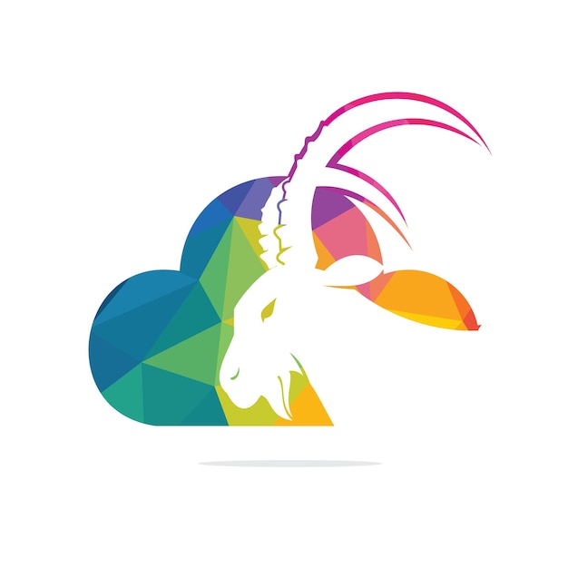 Diseño de logotipo de cabra y nube