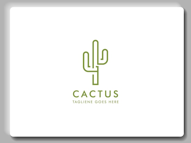 Diseño de logotipo de cactus de arte lineal diseño de ilustración vectorial de logotipo de arte de línea de cactus