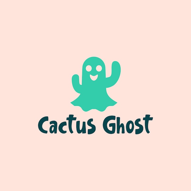 diseño de logotipo de cactus y fantasmas