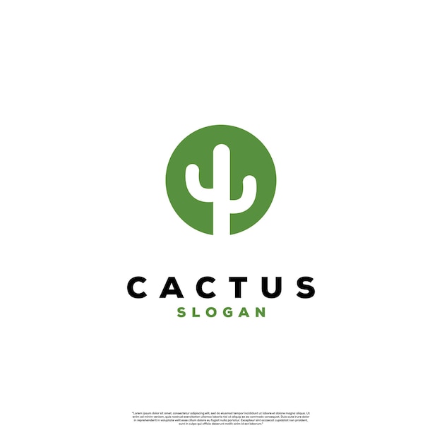 Vector diseño de logotipo de cactus simple en ilustración de círculo