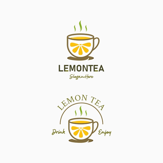 Diseño de logotipo de cafe de beber té de limón