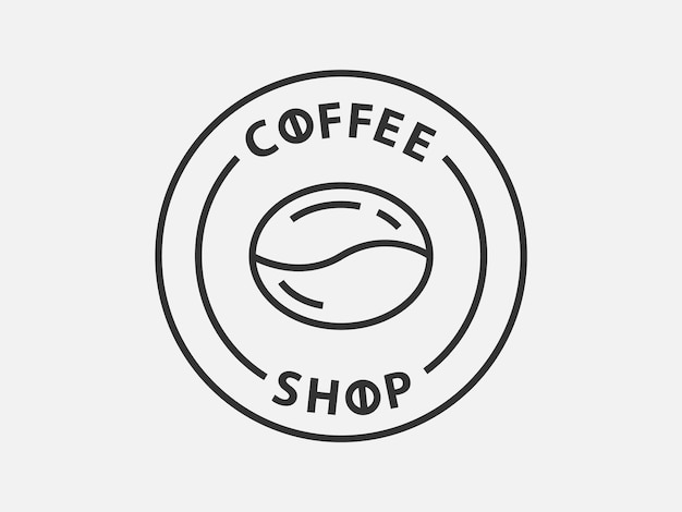 Diseño de logotipo de café para cafetería o cafetería. Signo vectorial de espresso o capuchino. Logotipo creativo en blanco y negro, icono de línea de moda, símbolo de frijol.