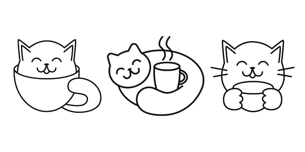 Vector diseño de logotipo de café de gato