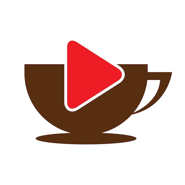 Diseño de logotipo de café y juego Diseño de logotipo de café con un vector de botón de reproducción de música