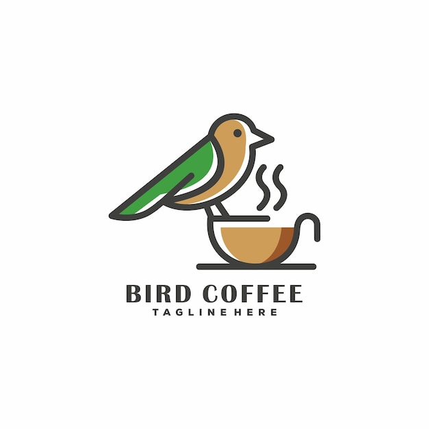Diseño de logotipo de café pájaro