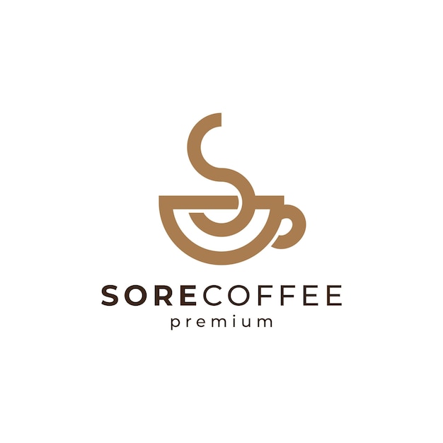 diseño del logotipo del café con taza y la letra S
