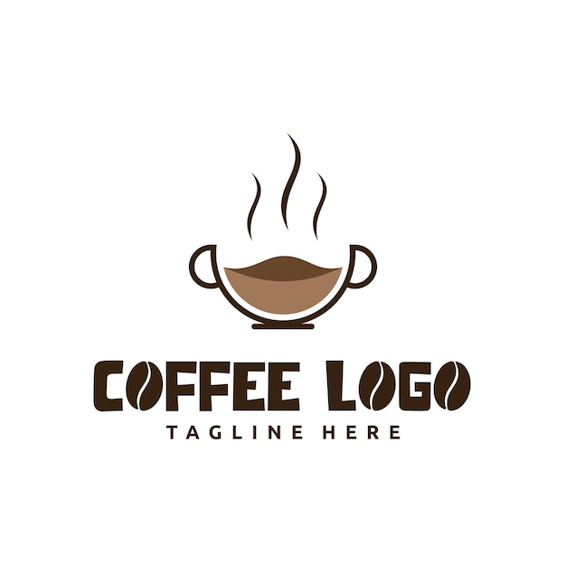 Diseño de logotipo de café para tiendas, cafeterías, restaurantes, etiquetas y empresas comerciales de cafeterías