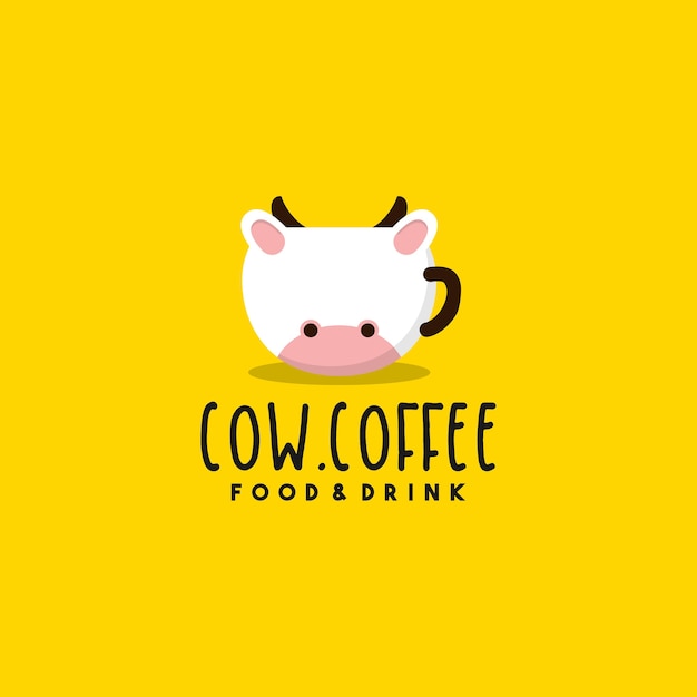 Vector diseño de logotipo de café de vaca creativa