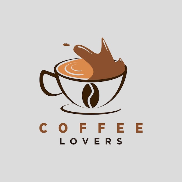 Diseño de logotipo de café vectorial con concepto de elemento de amor vector premium