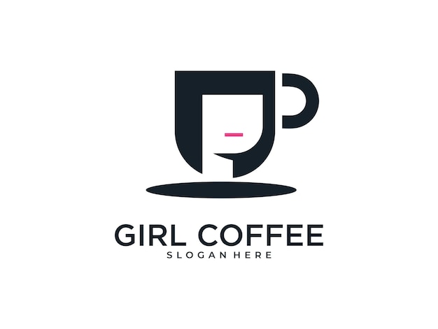 Diseño de logotipo de cafetería de chica elegante