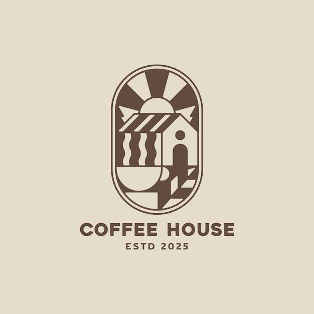Diseño del logotipo de la cafetería con estilo de arte de líneas