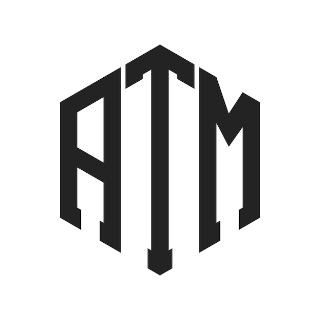 Diseño del logotipo del cajero automático Letra inicial Monograma del cajero automatico Logotipo con forma de hexágono