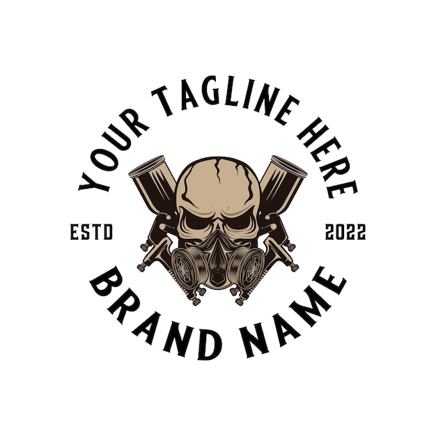 diseño de logotipo de calavera de pintura vintage.