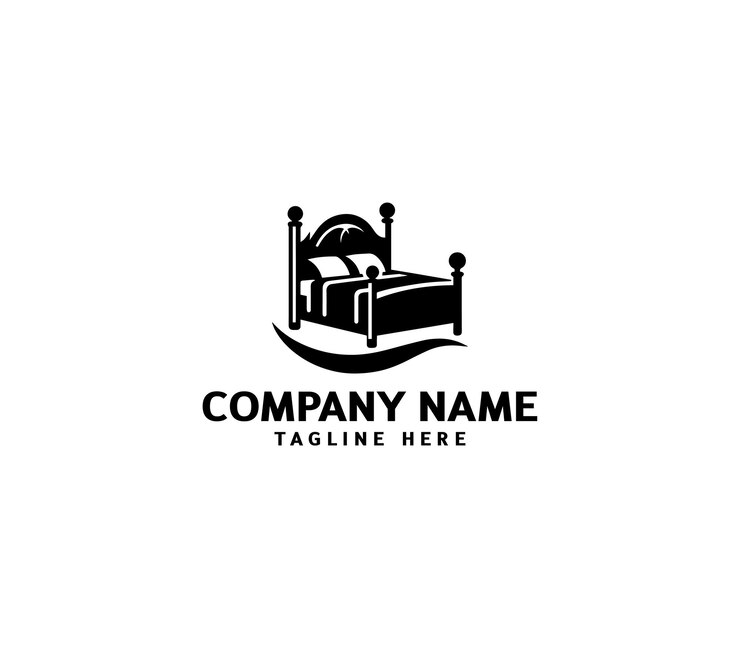 Diseño del logotipo de la cama vectorial Diseño de la forma de la almohada Concepto de la cama Logotipo de la casa de la cama creativa Mobiliario de dormitorio