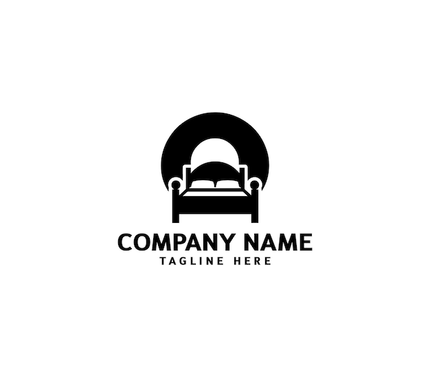 Diseño del logotipo de la cama vectorial Diseño de la forma de la almohada Concepto de la cama Logotipo de la casa de la cama creativa Mobiliario de dormitorio