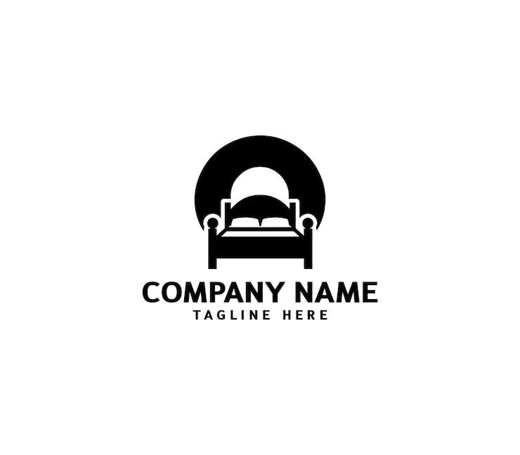 Diseño del logotipo de la cama vectorial Diseño de la forma de la almohada Concepto de la cama Logotipo de la casa de la cama creativa Mobiliario de dormitorio