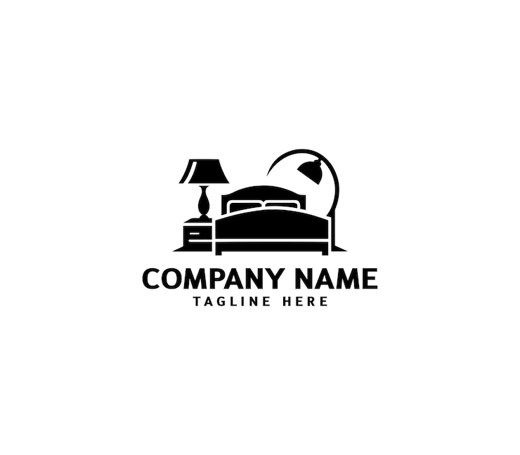 Diseño del logotipo de la cama vectorial Diseño de la forma de la almohada Concepto de la cama Logotipo de la casa de la cama creativa Mobiliario de dormitorio