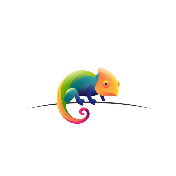 Vector el diseño del logotipo del camaleón colorido y lindo