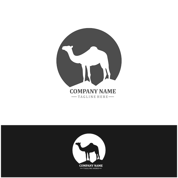 Diseño de logotipo de camello. concepto de silueta de camello