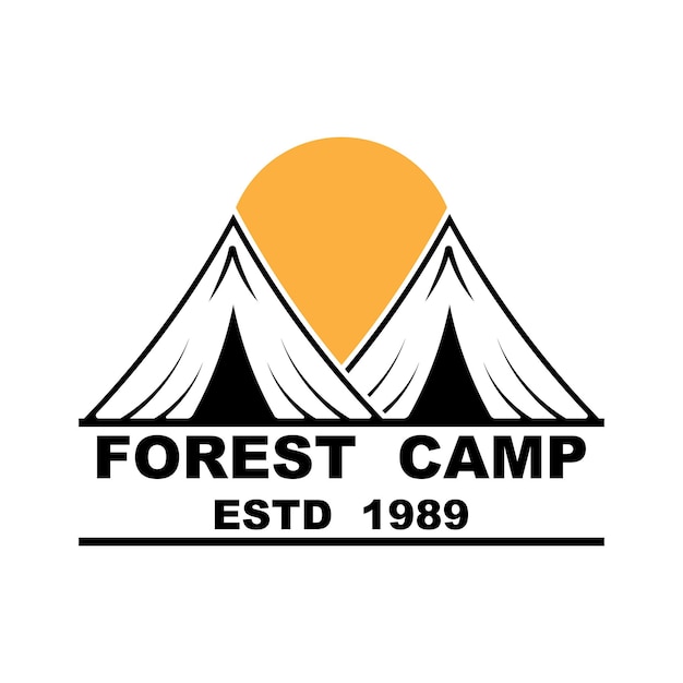 Diseño de logotipo de campamento forestal Logotipo al aire libre Plantilla de logotipo de aventura