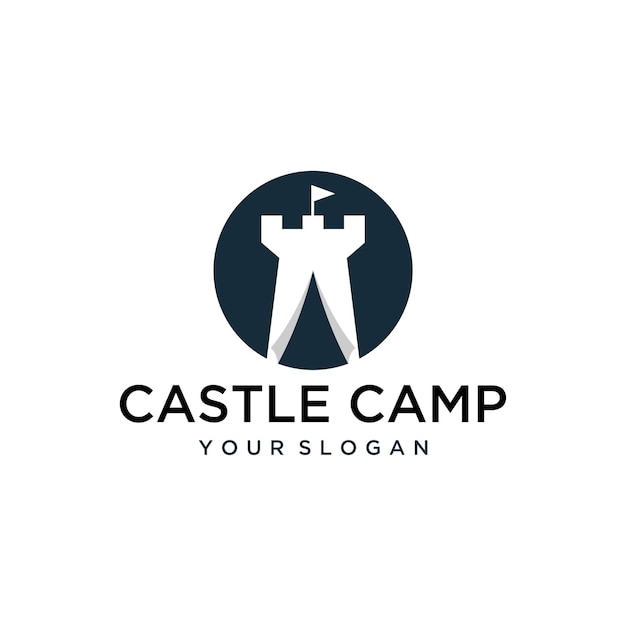 Diseño del logotipo del campamento de vector castle