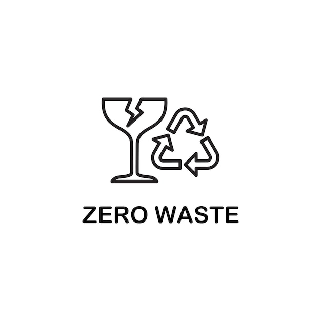 Diseño de logotipo de campaña de desperdicio cero estilo delineado