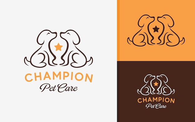 Diseño de logotipo campeón de cuidado de mascotas