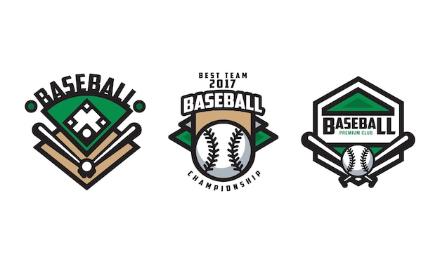 Diseño del logotipo del campeonato de béisbol Set de equipo deportivo Identidad del club Insignias retro Ilustración vectorial