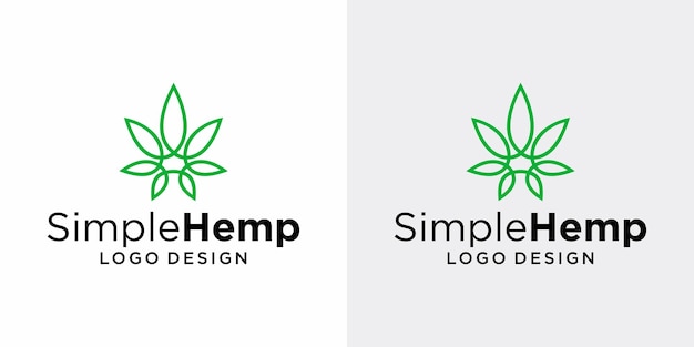 Diseño de logotipo de cáñamo natural simple con color verde