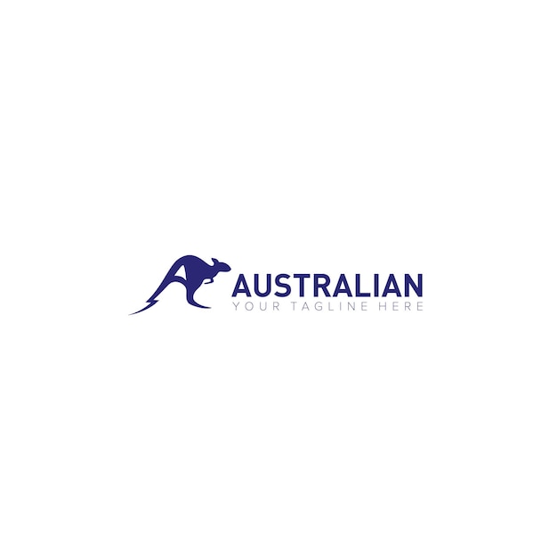 Vector diseño de logotipo de canguro australiano con inicial a