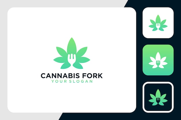 diseño de logotipo de cannabis con inspiración de horquilla