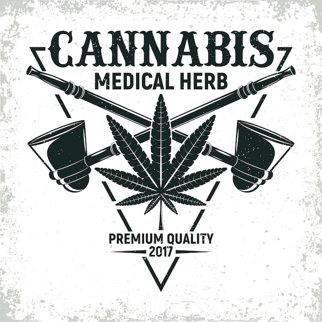 Diseño de logotipo de cannabis medicinal vintage