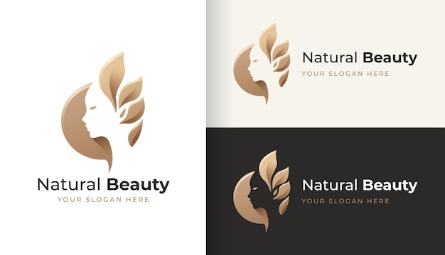 Diseño de logotipo de cara de belleza natural