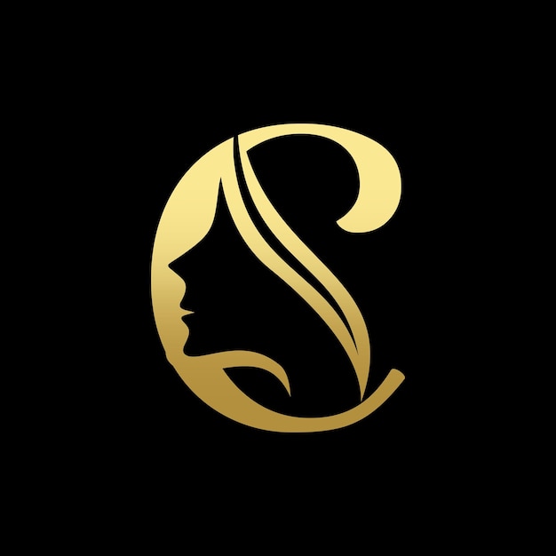 Diseño de logotipo de cara de mujer de belleza de letra C