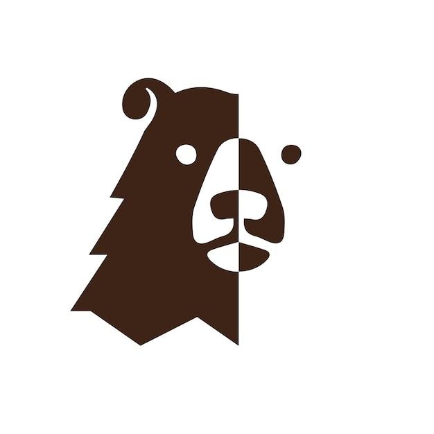 diseño de logotipo de cara de oso de dos lados