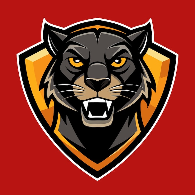 diseño del logotipo de la cara de la pantera blanco sobre un fondo negro formas y líneas simples sobre fondo negro