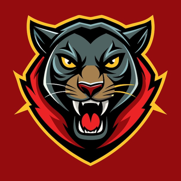 diseño del logotipo de la cara de la pantera blanco sobre un fondo negro formas y líneas simples sobre fondo negro