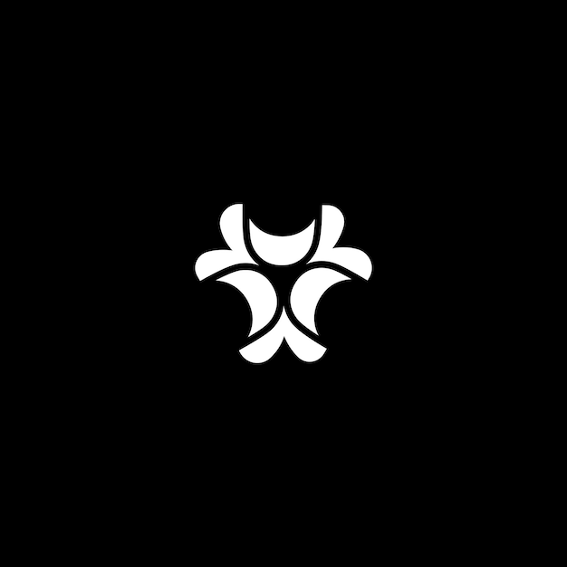 Diseño del logotipo de cara de vaca y hoja sobre un fondo negro