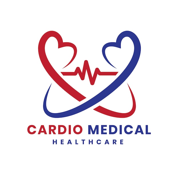 Vector diseño de logotipo de cardiología frecuencia cardíaca para el servicio médico y de atención médica