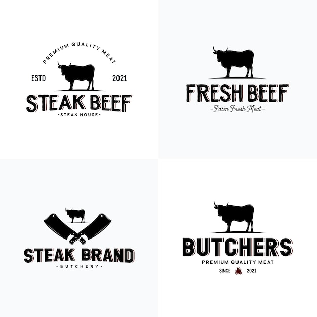 Diseño de logotipo de carne de res Angus de ganado