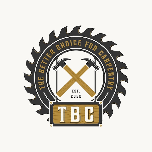 Diseño de logotipo de carpintero profesional, diseño de vector de emblema de logotipo de carpintería con vector de martillo
