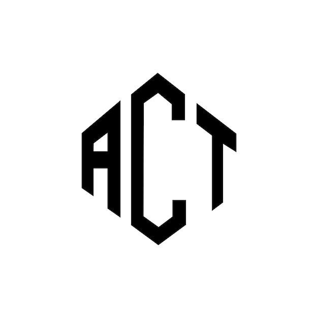 Diseño del logotipo de la carta ACT con forma de polígono Diseño del Logotipo ACT en forma de cúbico y polígono Modelo de logotipo vectorial ACT hexágono Colores blanco y negro Monograma de negocios y logotipo de bienes raíces ACT
