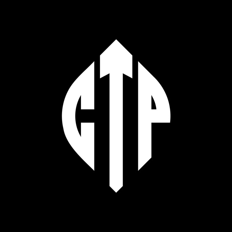 Vector el diseño del logotipo de la carta del círculo ctp con forma de círculo y elipse ctp letras elípticas con estilo tipográfico las tres iniciales forman un logotipo del círculo ctp emblema del círculo monograma abstracto letra marca vector.