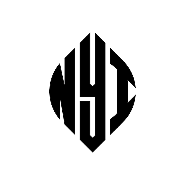 Diseño del logotipo de la carta del círculo NYI con forma de círculo y elipse Letras de la elipse NYI con estilo tipográfico Las tres iniciales forman un logotipo del círculo El emblema del círculo del NYI Monograma abstracto Letra marca vector