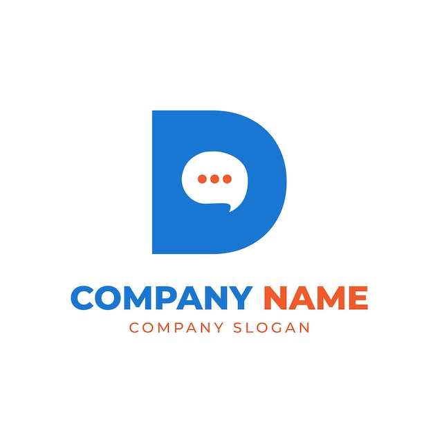 Diseño del logotipo de la carta D Chat Vector moderno