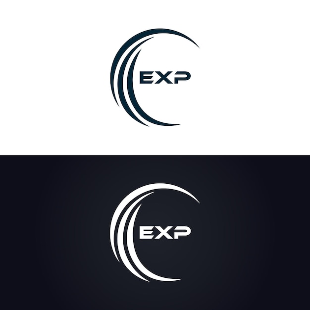 Diseño del logotipo de la carta EXP E X P en blanco