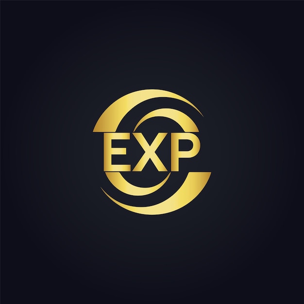 Diseño del logotipo de la carta EXP E X P en blanco