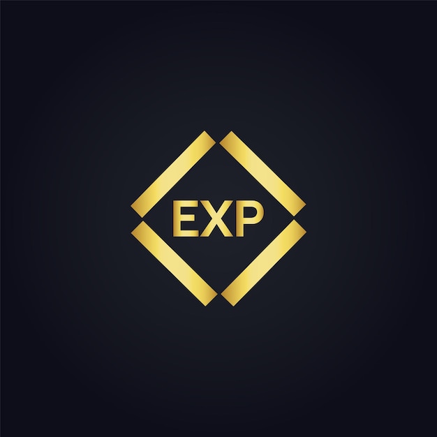 Diseño del logotipo de la carta EXP E X P en blanco