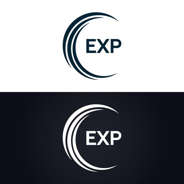 Diseño del logotipo de la carta EXP E X P en blanco